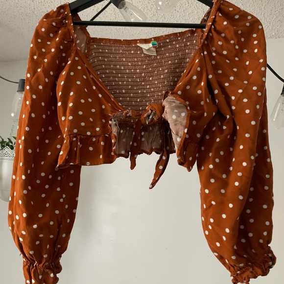 Long sleeve tie up crop top - Picture 2 of 2